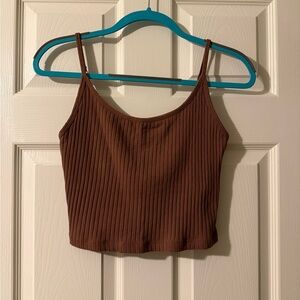 NWOT Brown Ribbed Women's Crop Tank